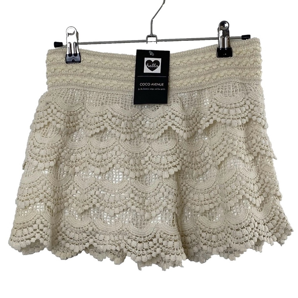Trinity Tribe Tiered Crochet Lace Boy Shorts - M/L